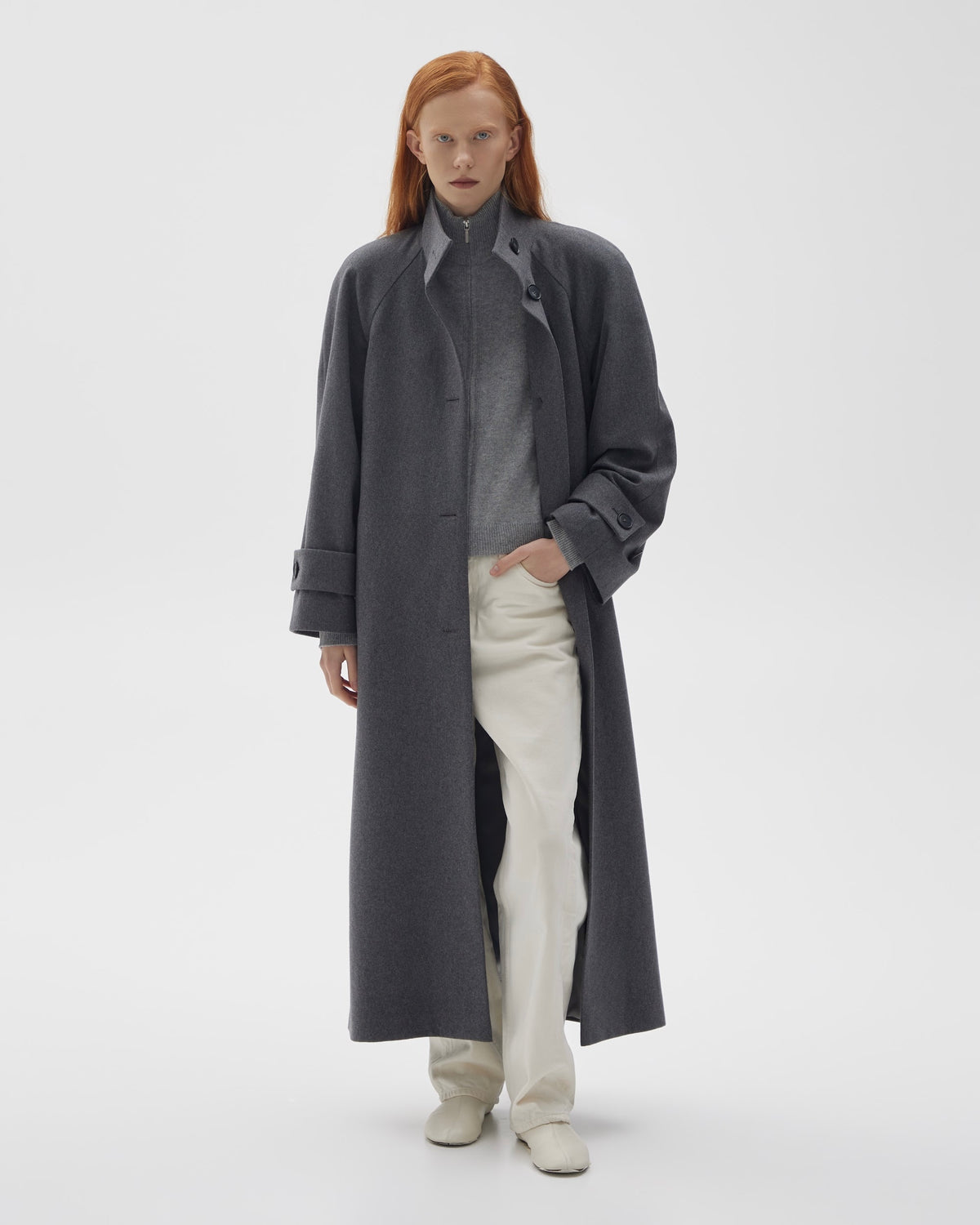 MAXI WOOL COAT WITH HIGH COLLAR