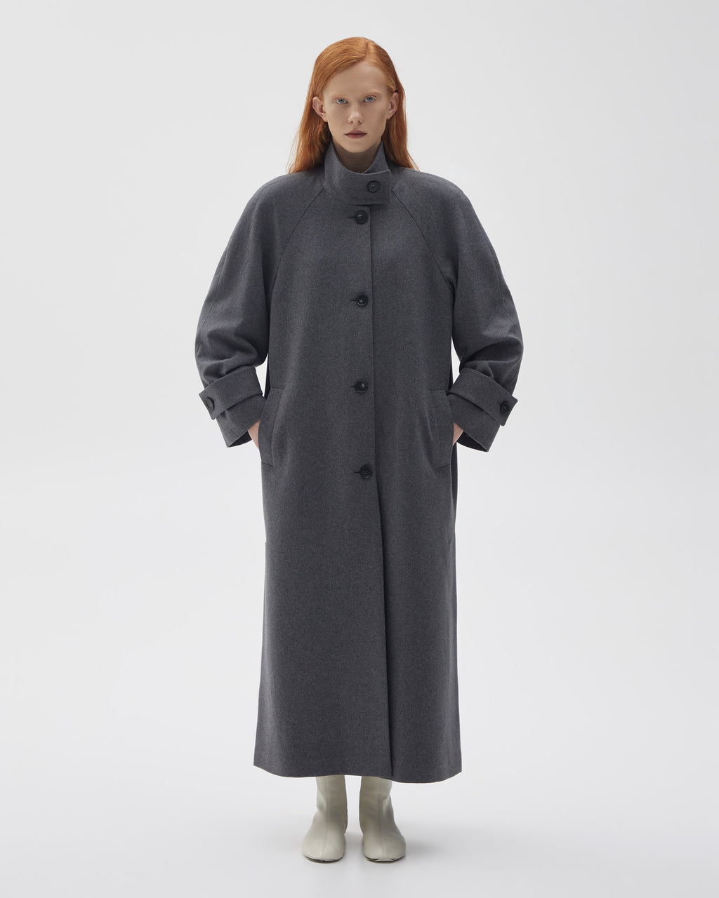 MAXI WOOL COAT WITH HIGH COLLAR