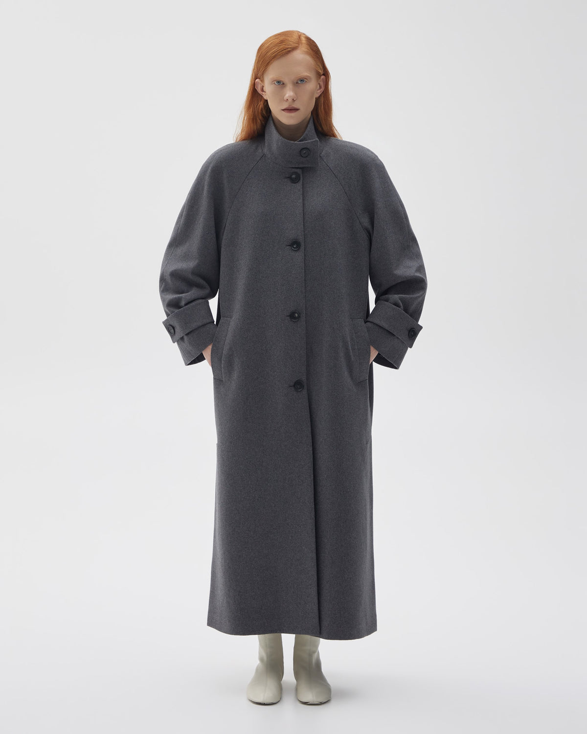MAXI WOOL COAT WITH HIGH COLLAR