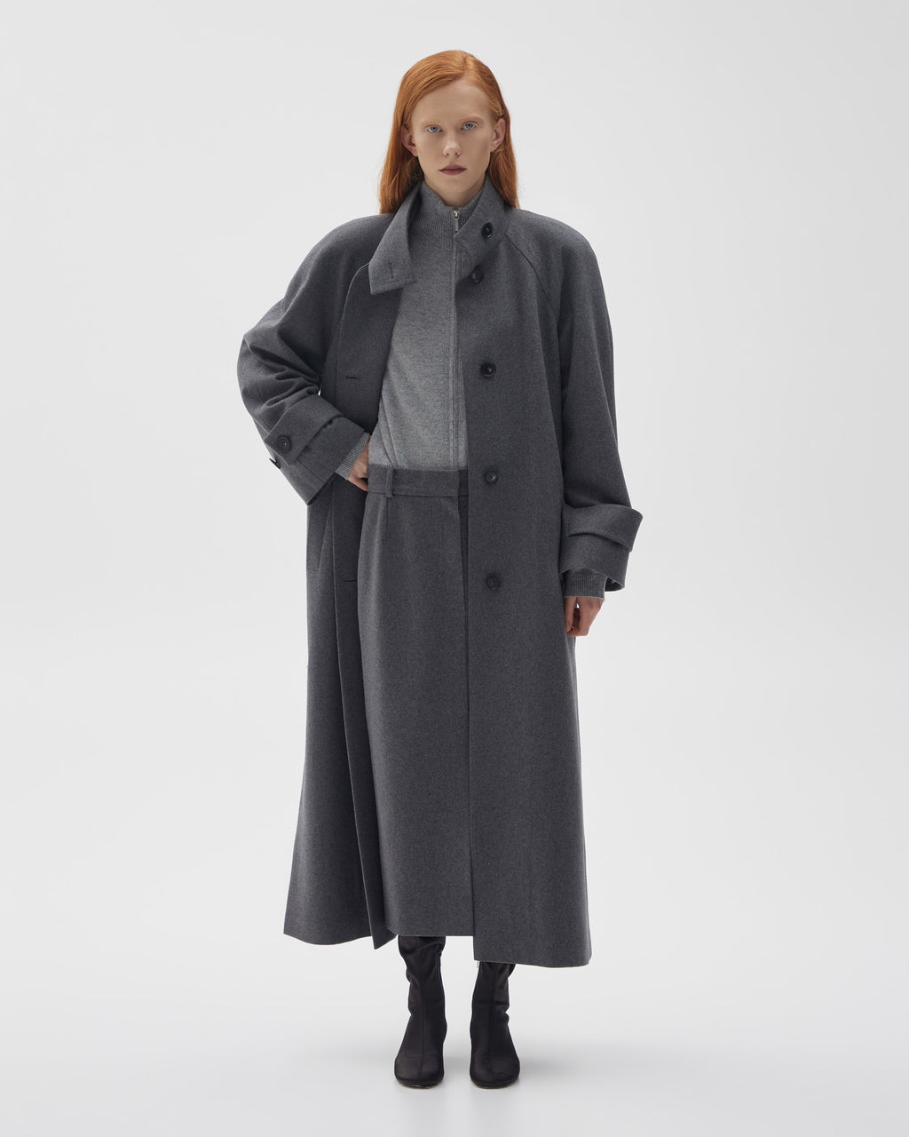Low-Rise Wool Midi Skirt
