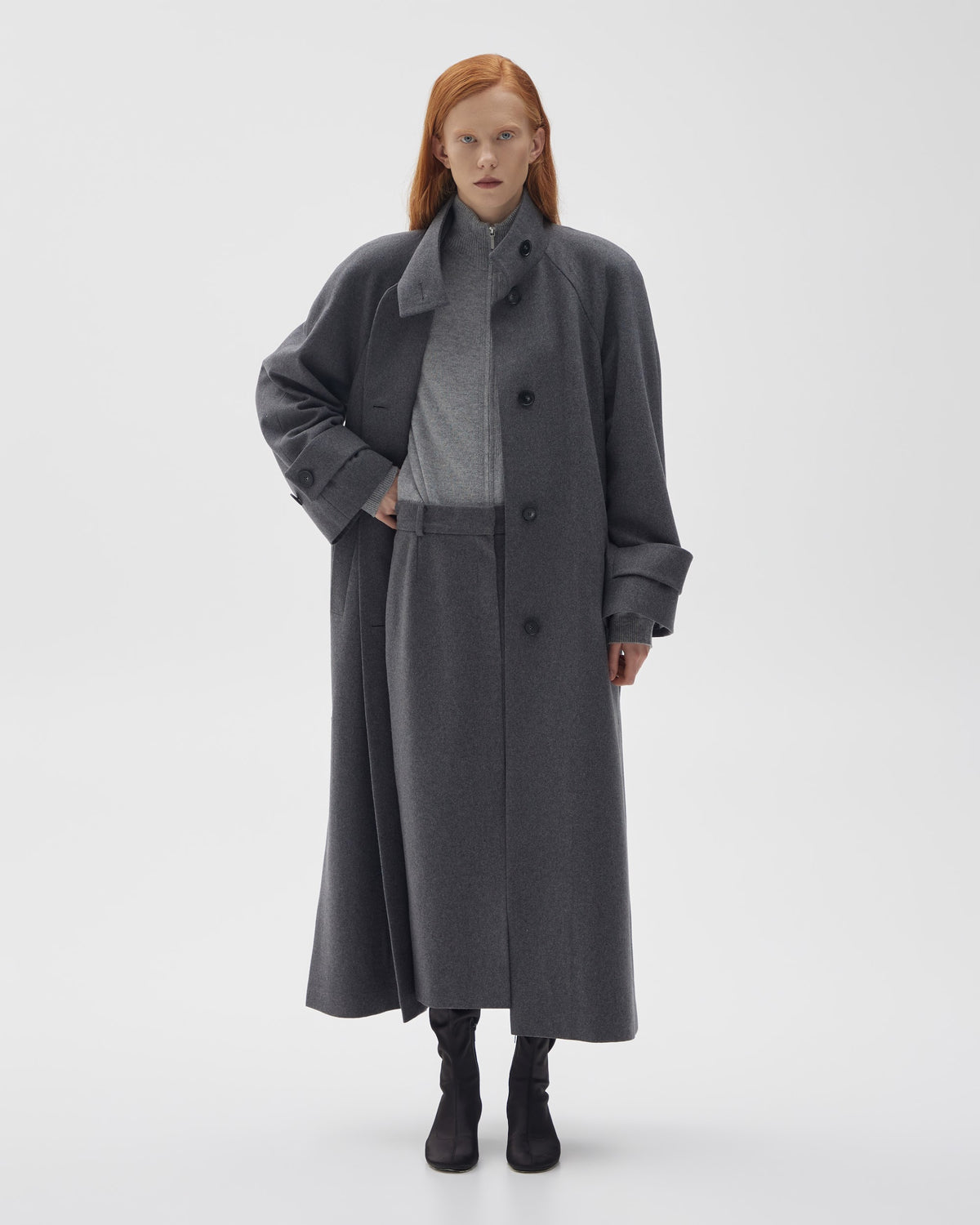 Low-Rise Wool Midi Skirt
