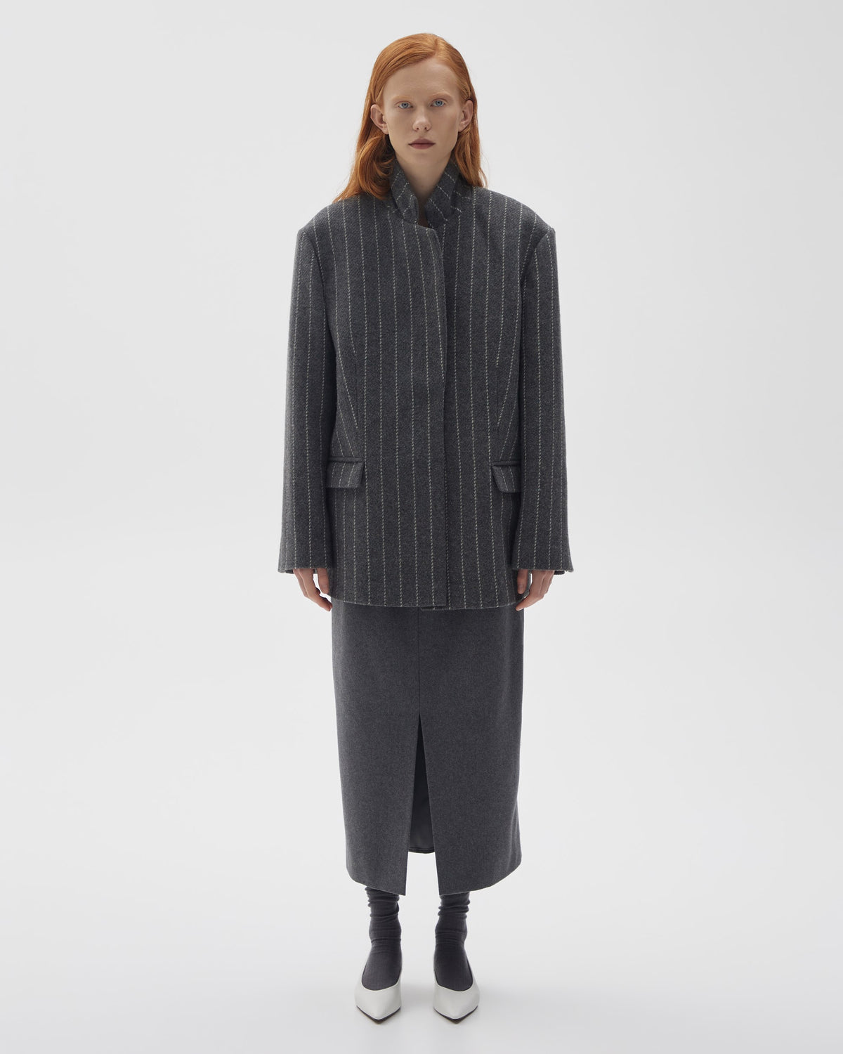 Low-Rise Wool Midi Skirt